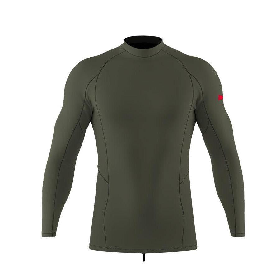 Green long-sleeve shirt with a red logo on a white background welcome boardstore