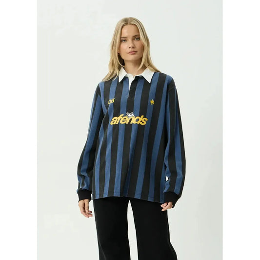 Afends Angel Boy Rugby Long Sleeve Tee - Black Stripe