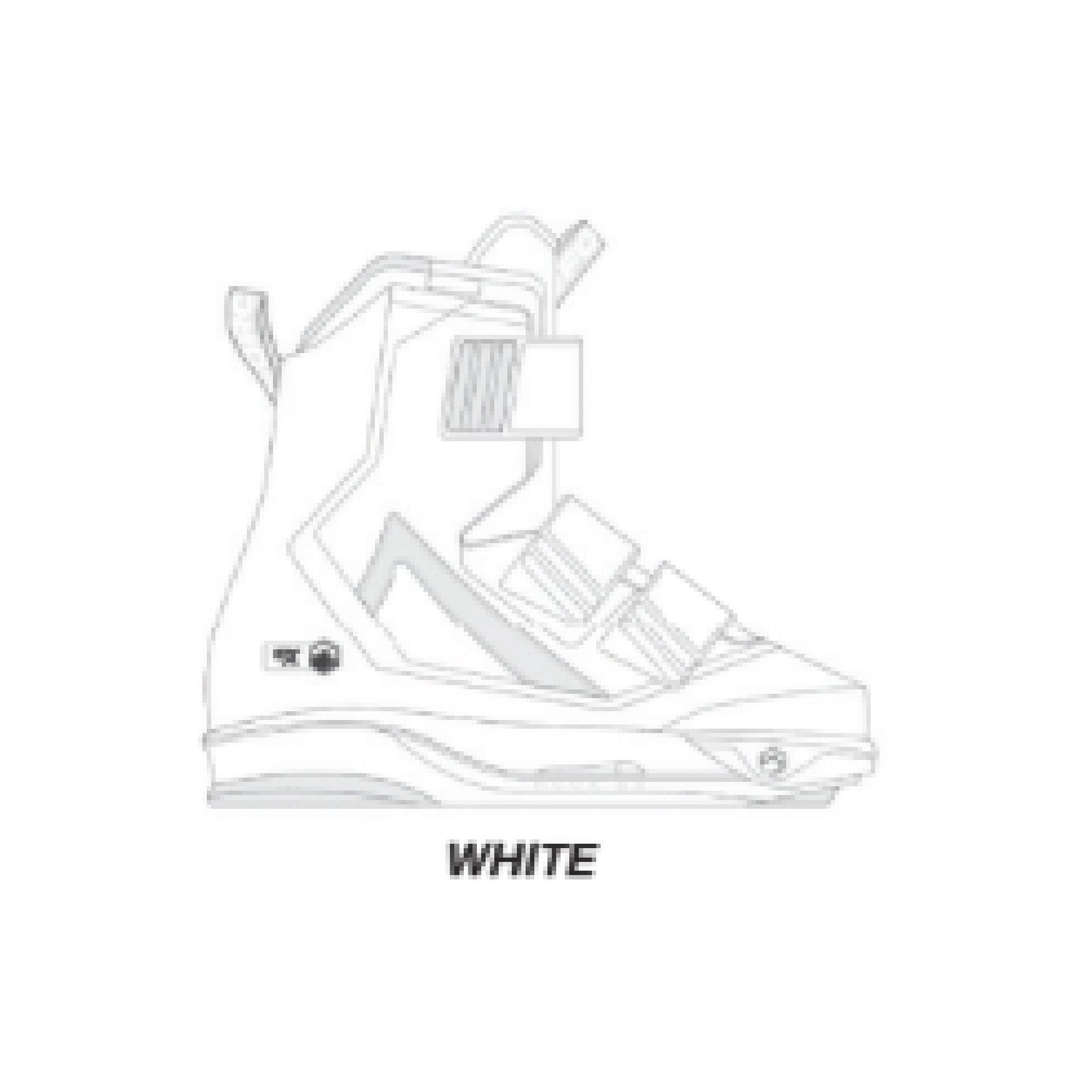 2027 Liquid Force Hook 6X Wakeboard Bindings White - three-strap Super Strap closure