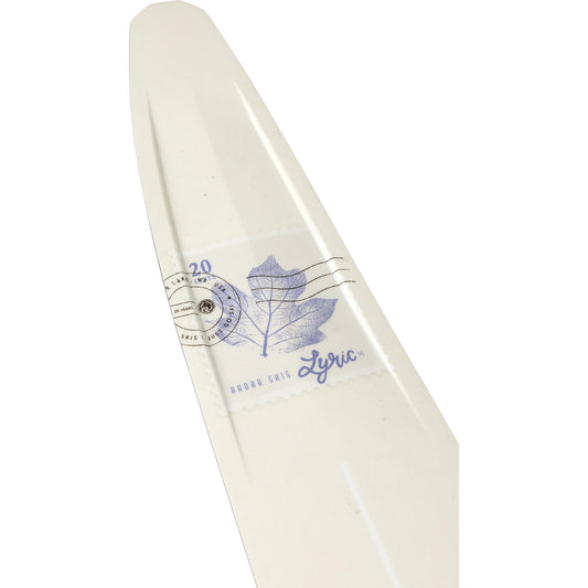 2027 Radar Lyric Alloy slalom ski Recycled White / Violet — topsheet and tip detail