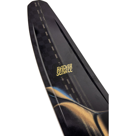 2027 Radar Senate Pro Build slalom ski Textreme / Black Flash — topsheet and tip detail