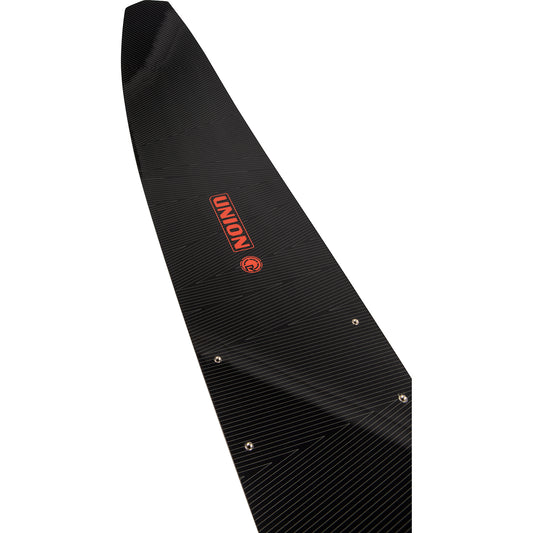 2027 Radar Union slalom ski Black / Race Red — topsheet and tip detail