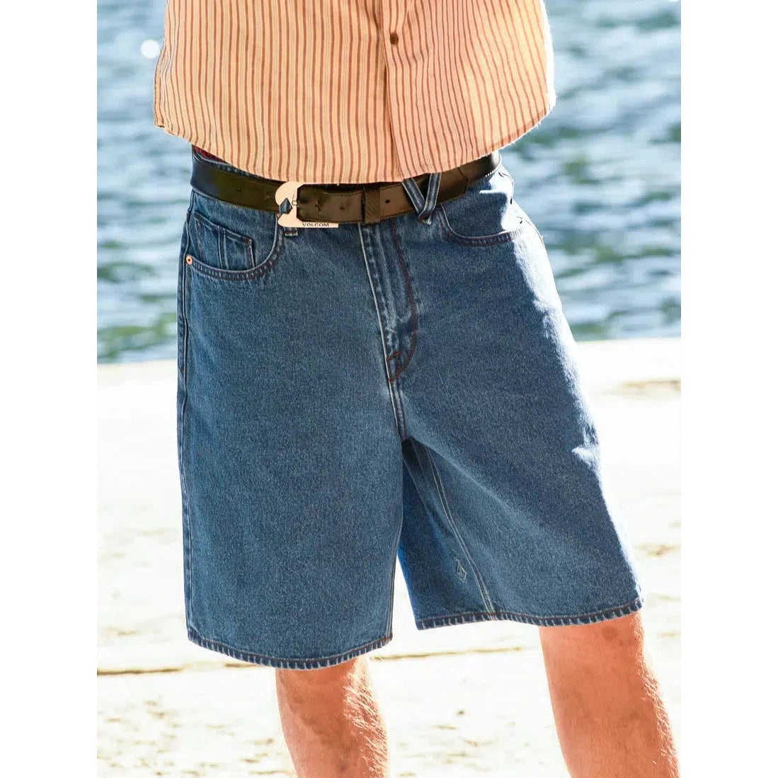 Volcom Billow Denim Shorts - Oliver Mid Blue