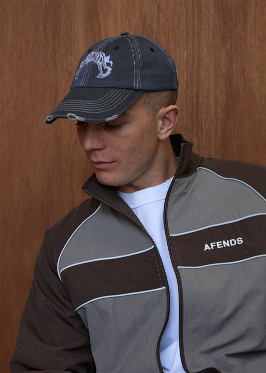 Afends Scorpius Six Panel Cap - Stone Black
