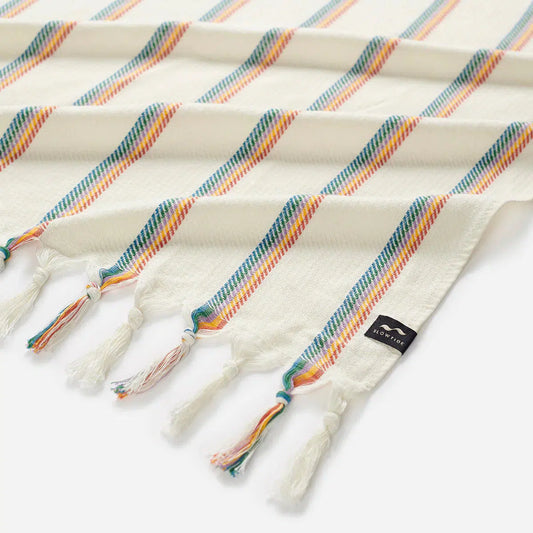 Slowtide Baja Stripe Turkish Towel - White