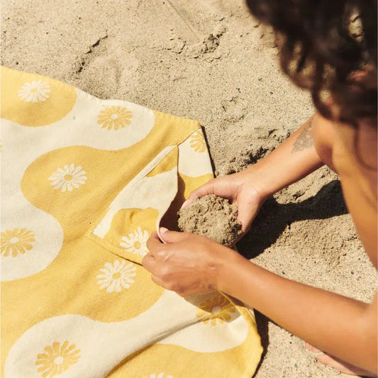 Slowtide Botanical Waves Oversized Throw Blanket - Mustard