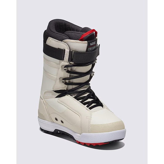 Vans Hi-Standard Pro X Benny Urban snowboard boot in beige with black laces on white background