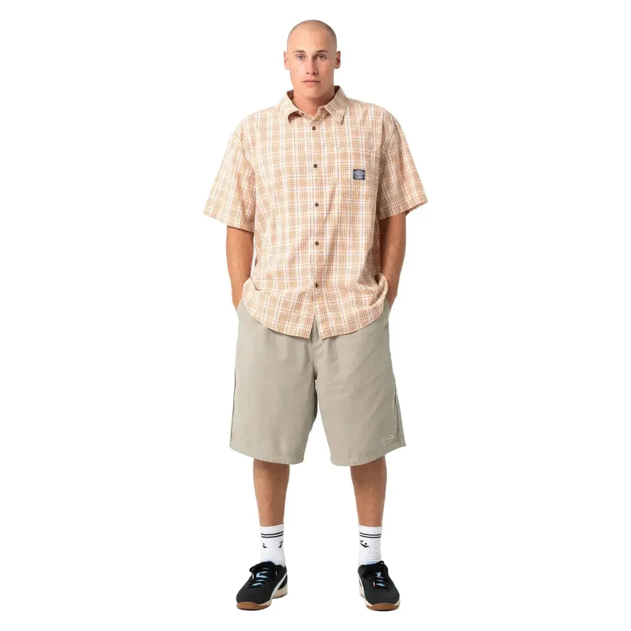 Rusty Worldwide Curved Hem Short Sleeve Shirt - Tobacco