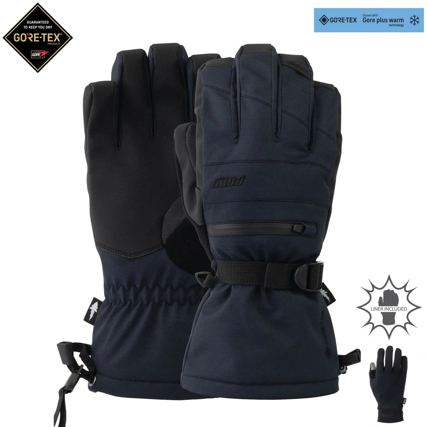 2025 Pow Wayback GTX Long +WARM Snow Gloves - Black