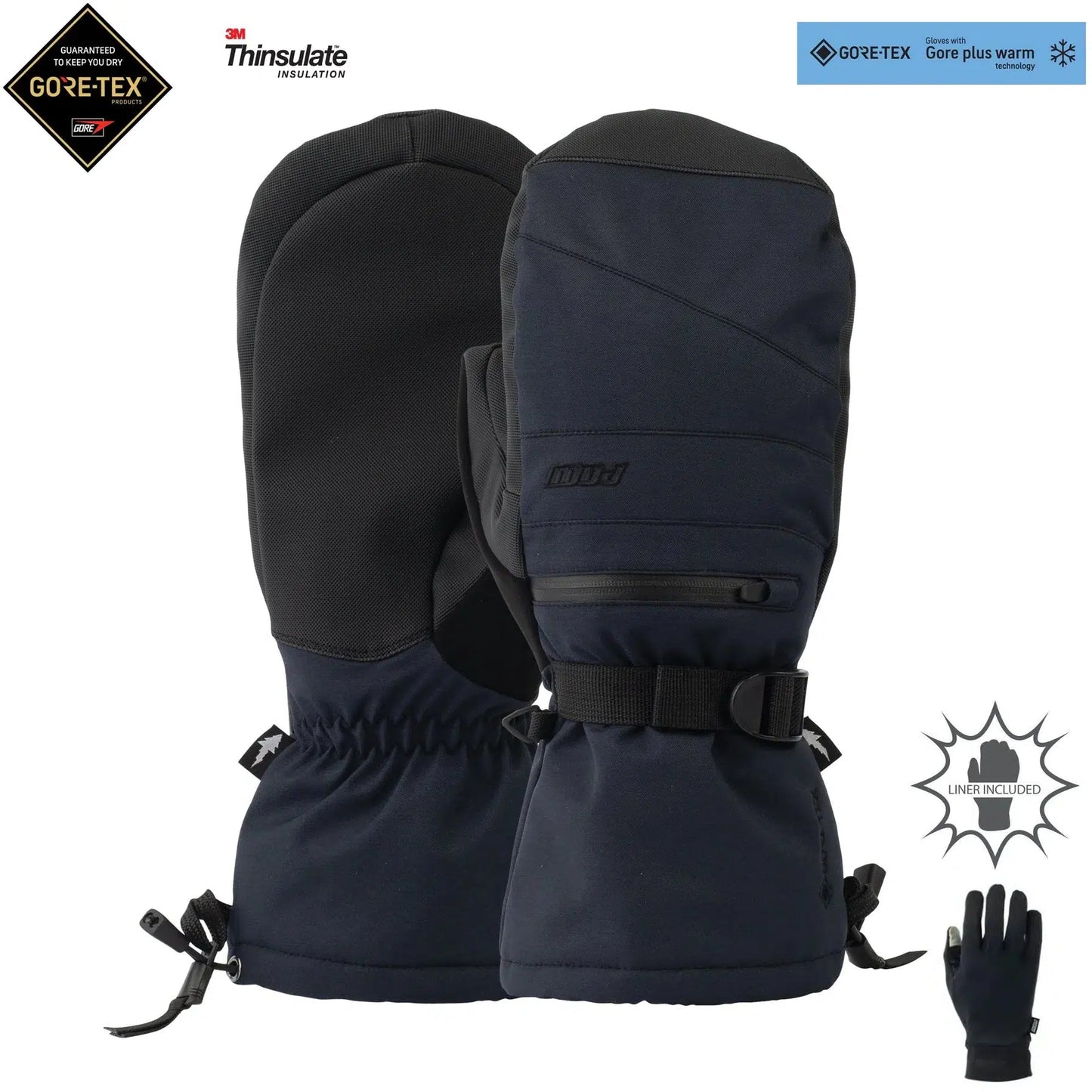 2025 Pow Wayback GTX Long +WARM Snow Mitts - Black