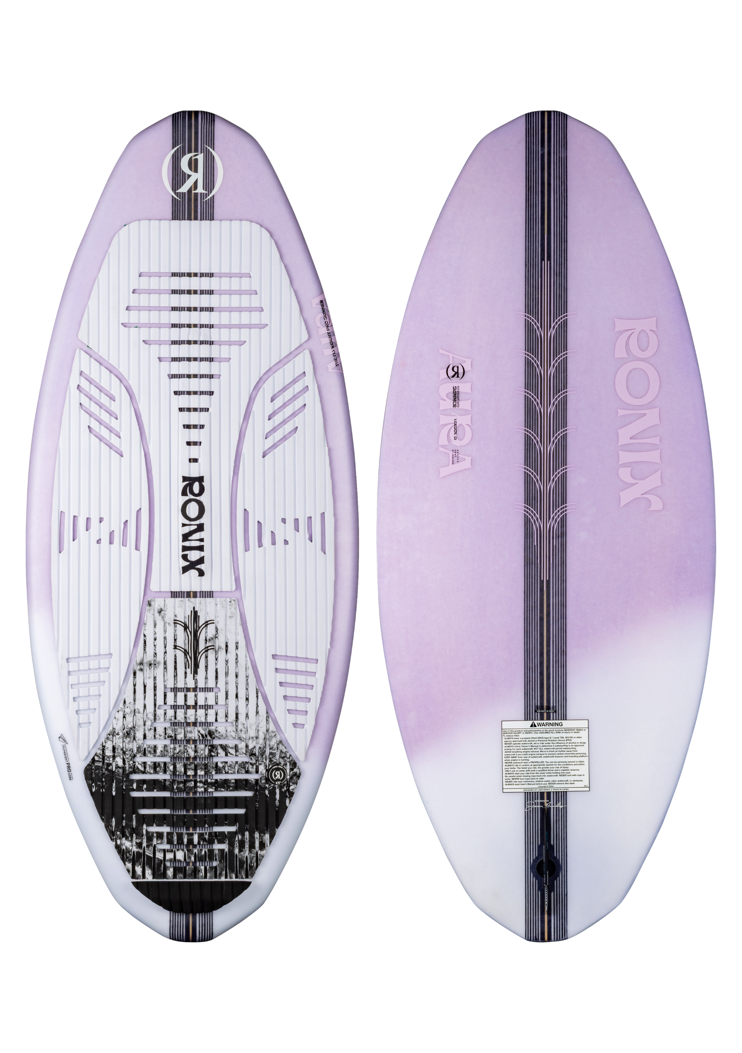 2027 Ronix Womens Aura Flyweight Skimmer Wakesurf Lavender Carbon — topsheet and base together