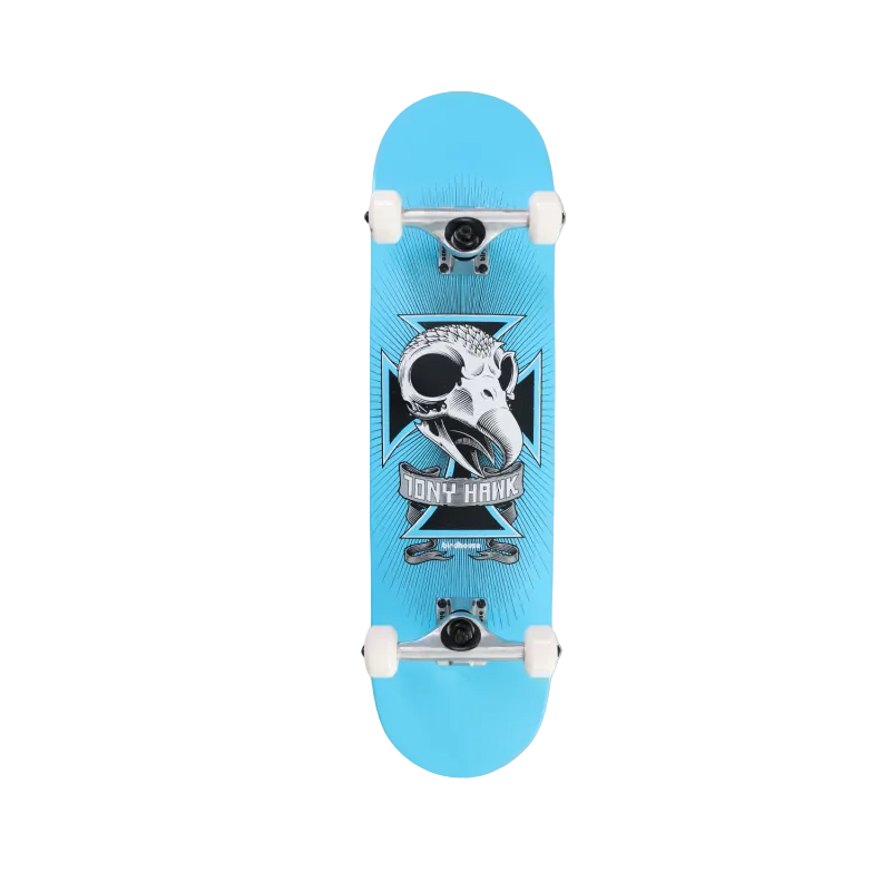 Birdhouse Level 1 Skull Complete Skateboard Light Blue 8.0