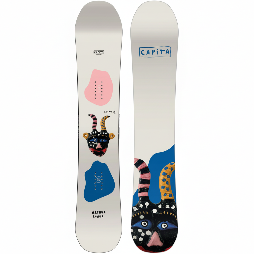 Capita Aeronaut snowboard top and base graphic side by side