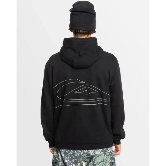 2025 Quiksilver Mens Big Logo Tech Pullover Hoodie - True Black