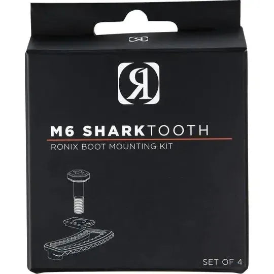 Ronix M6 Shark Tooth boot mounting kit for wakeboards, set of 4 hardware parts in box