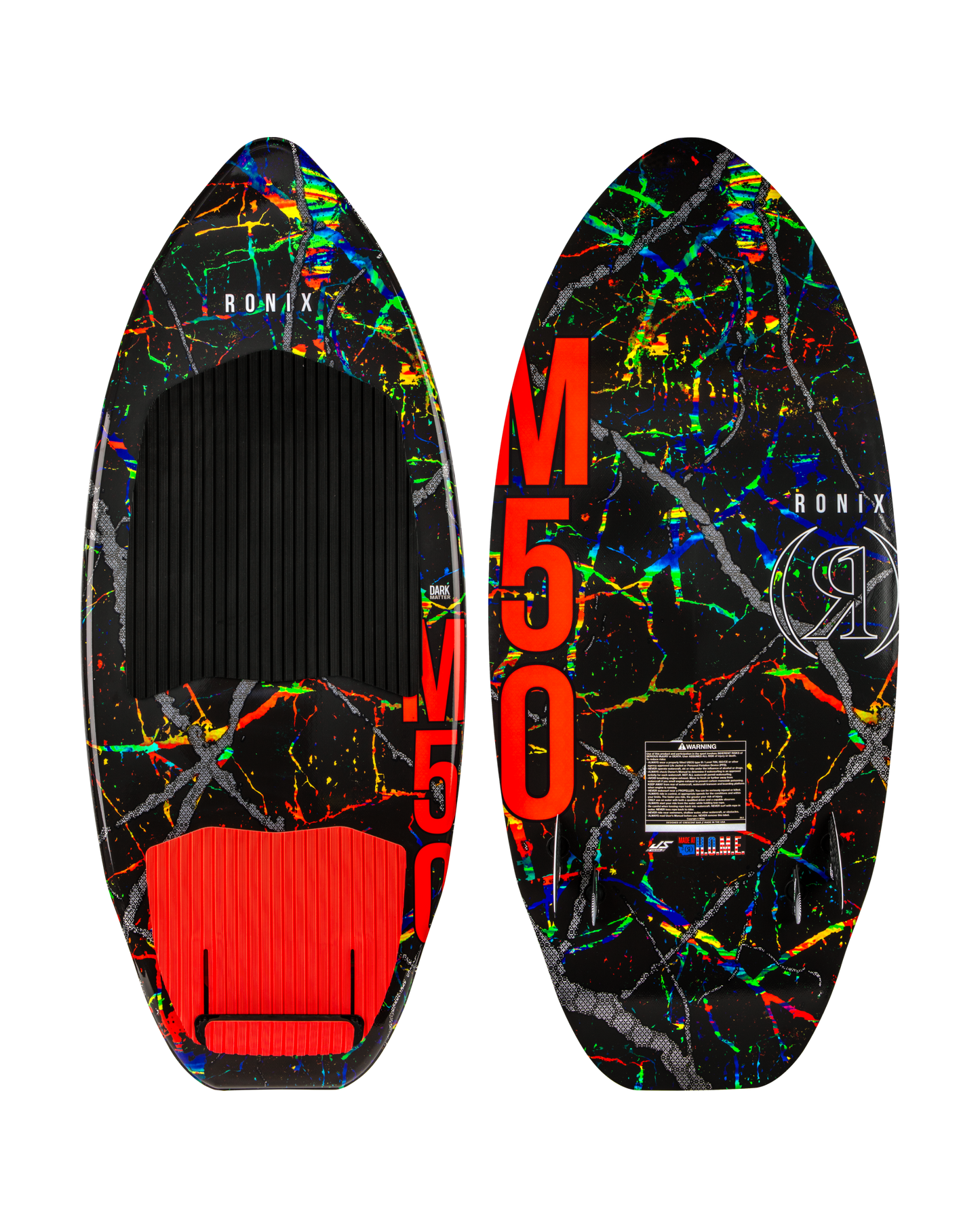 2027 Ronix M50 Dark Matter Wakesurf Distressed Color Palette — topsheet and base together