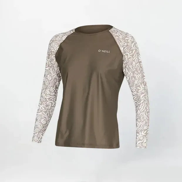 O'Neill women's surf tee rash vest with patterned long sleeves, surf and swimwear Australia