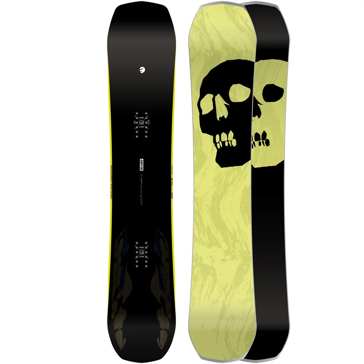 2027 CAPiTA Black Snowboard of Death Snowboard with black and yellow design on a white background
