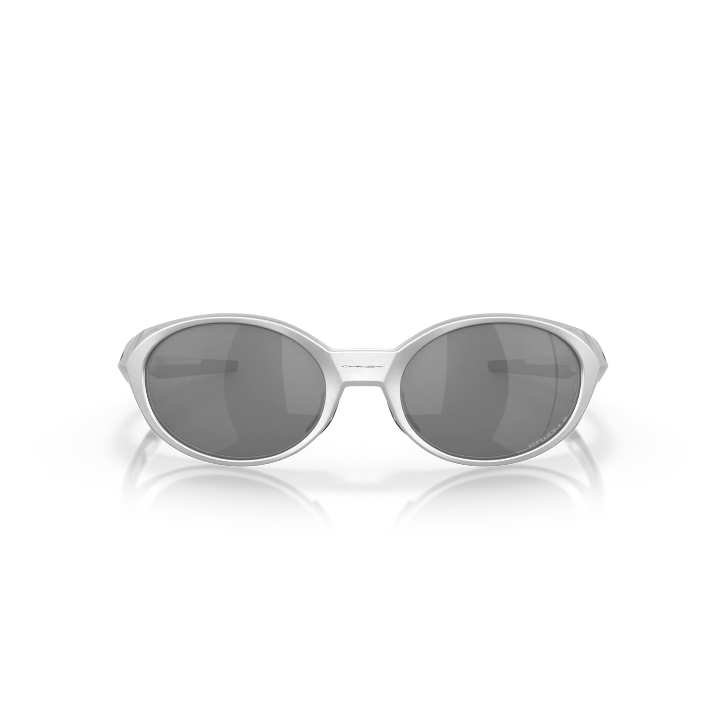 Sunglasses with white frame and dark lenses on a white background