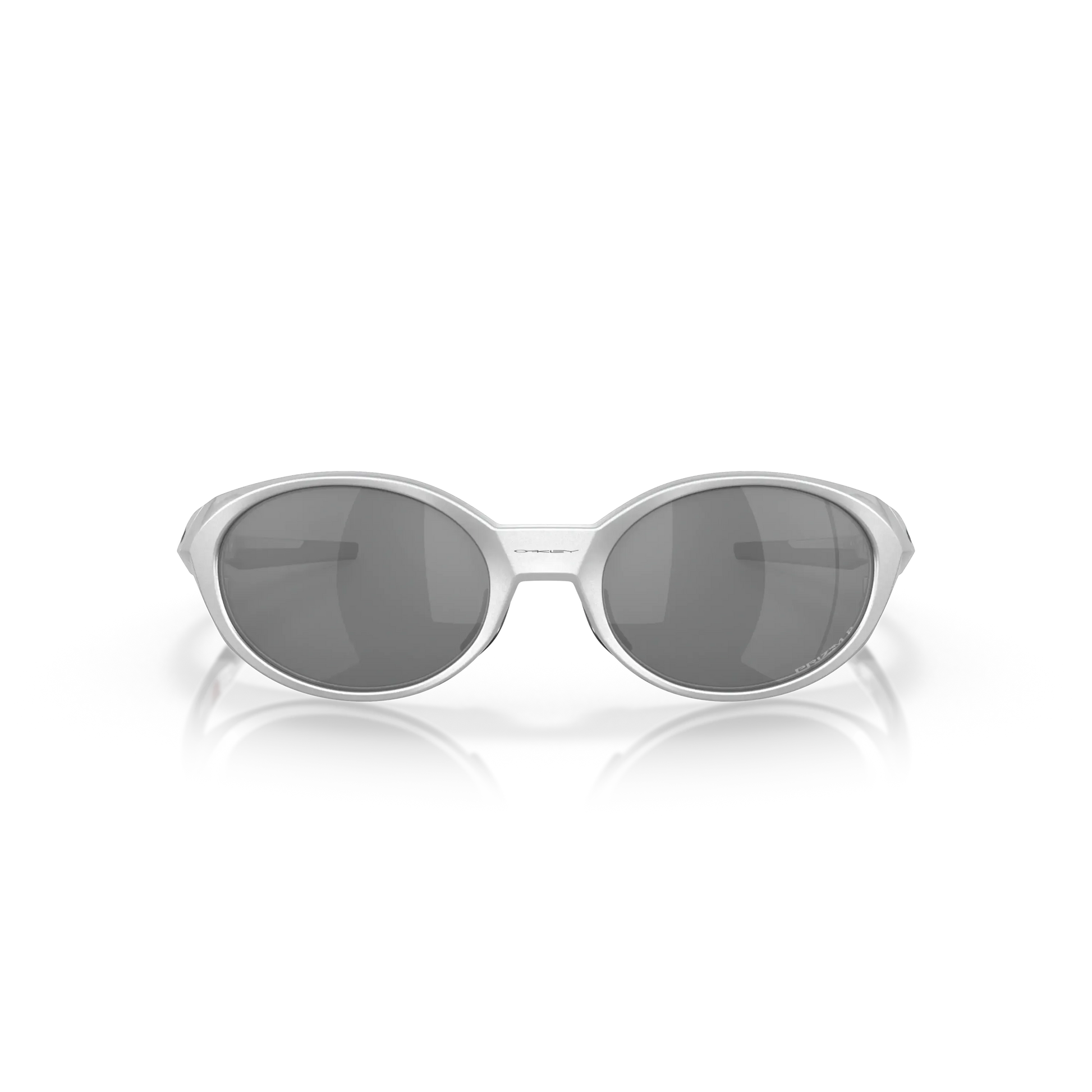 Sunglasses with white frame and dark lenses on a white background