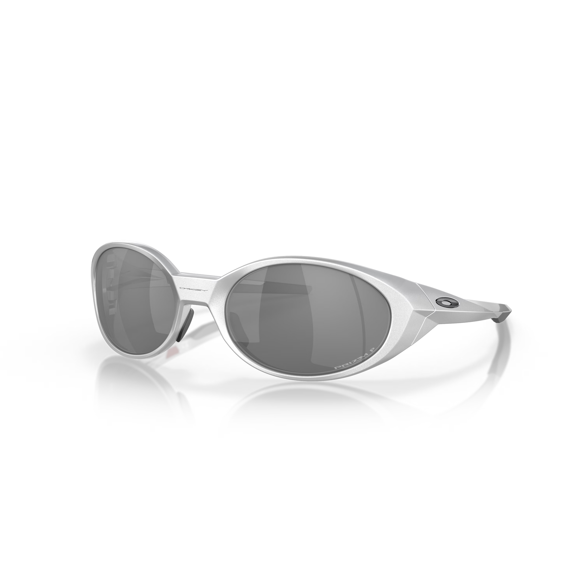 Sunglasses with a reflective surface on a clear background