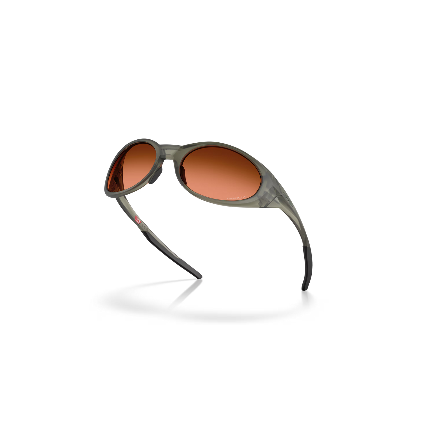 Sunglasses with a gray frame and brown lenses on a white background