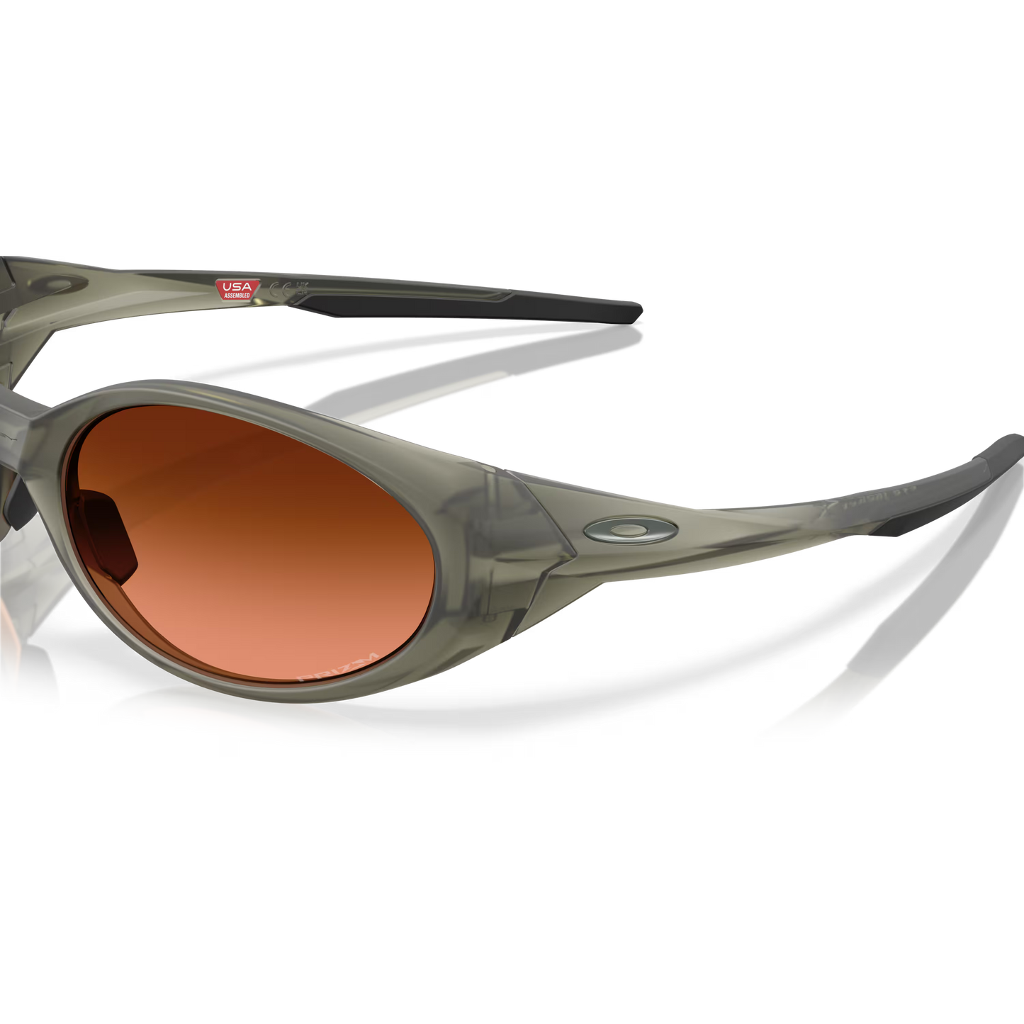 Sunglasses with brown gradient lenses and gray frame on a white background
