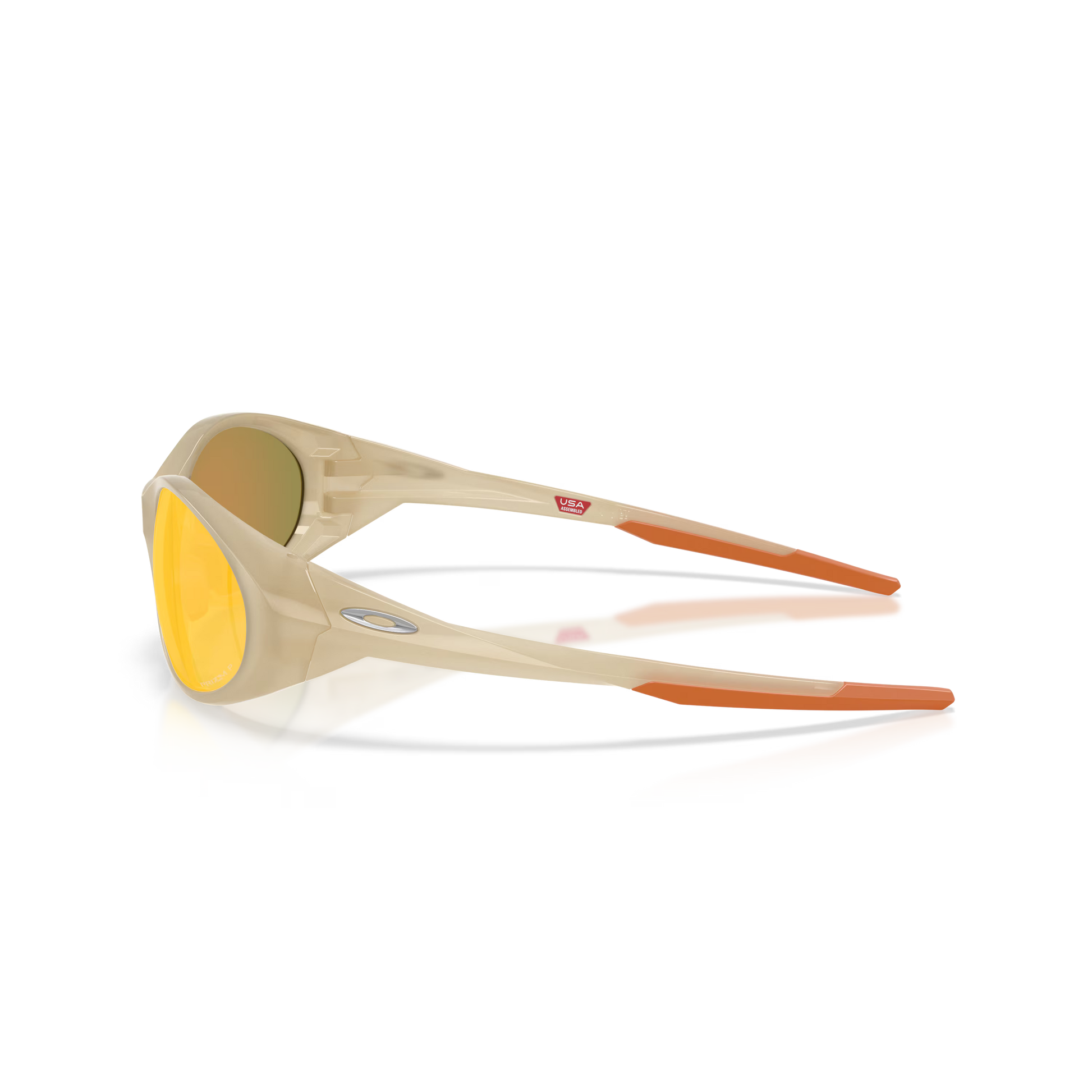Sunglasses with wooden frame and yellow lenses on a white background