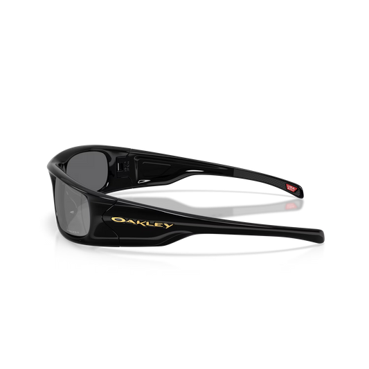 Black Oakley sunglasses on a clear background