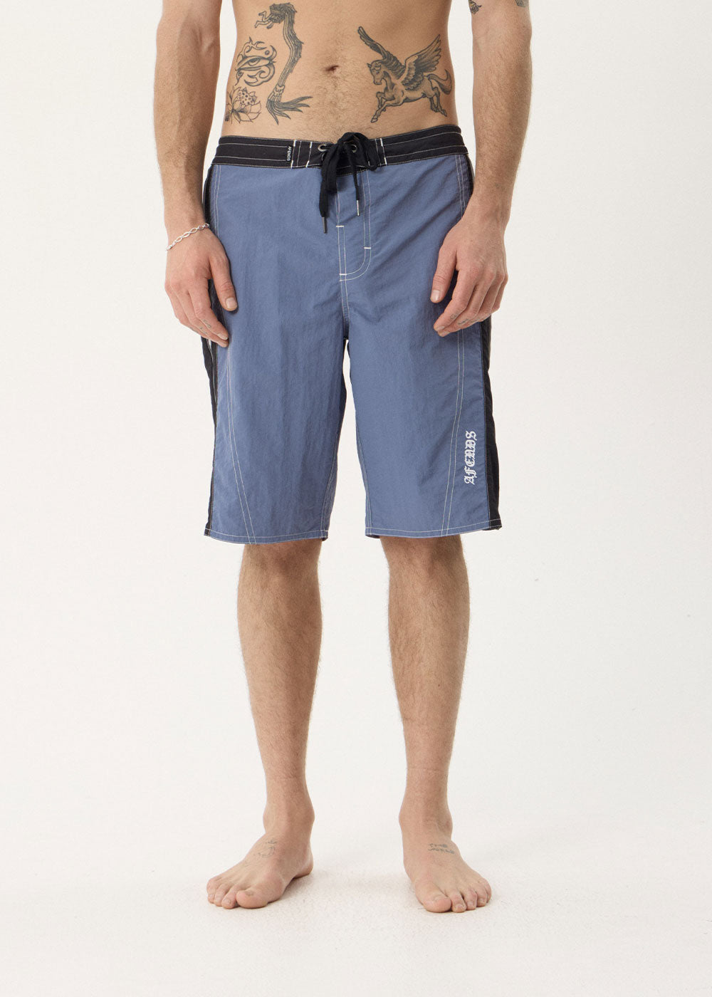Afends Forum Surf Related V2 Boardshort 22" Slate Blue — flat lay