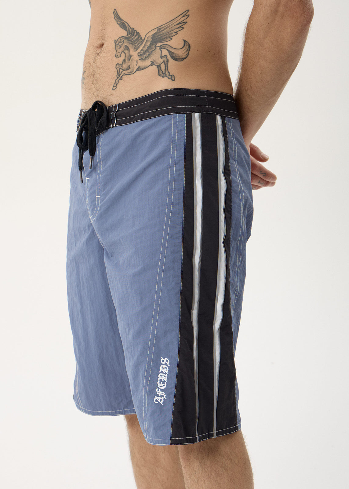 Afends Forum Surf Related V2 Boardshort 22" Slate Blue — side panel detail