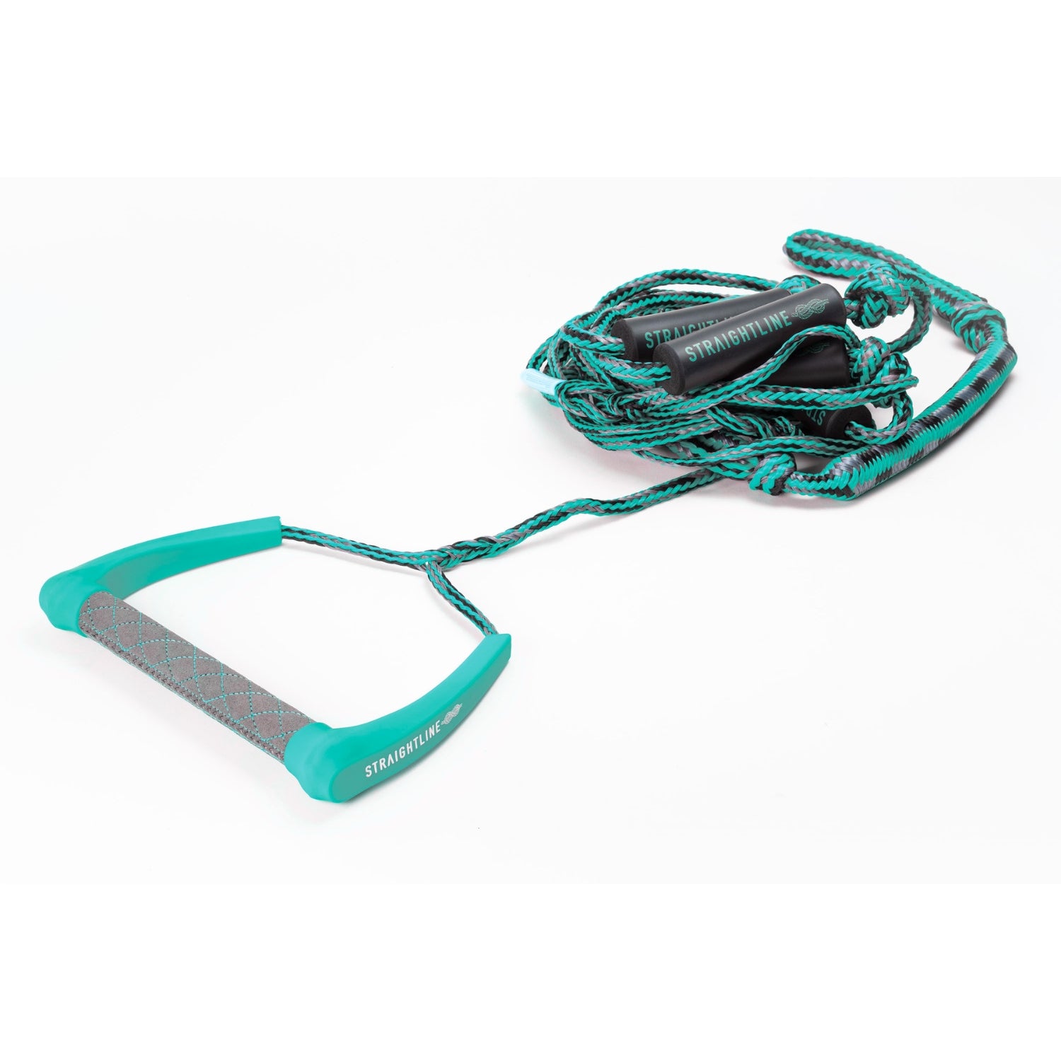 2027 Straightline Moondog Wakesurf Rope Teal — full rope coiled