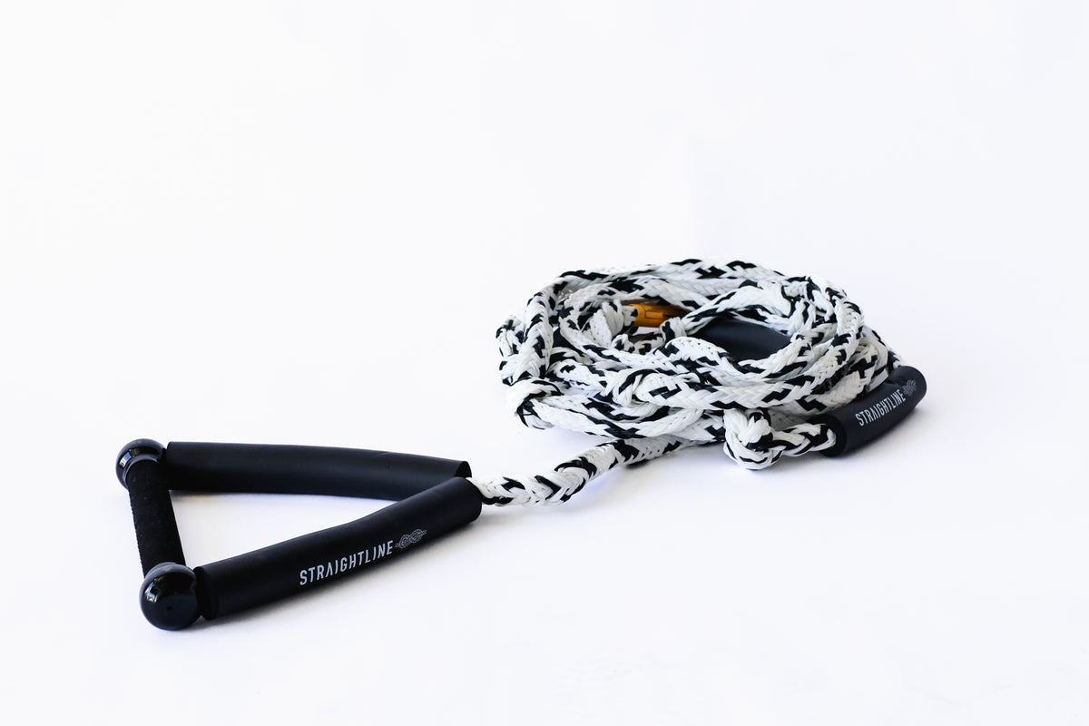 2027 Straightline Combo Wakesurf Rope White — suede memory foam handle and knotted line