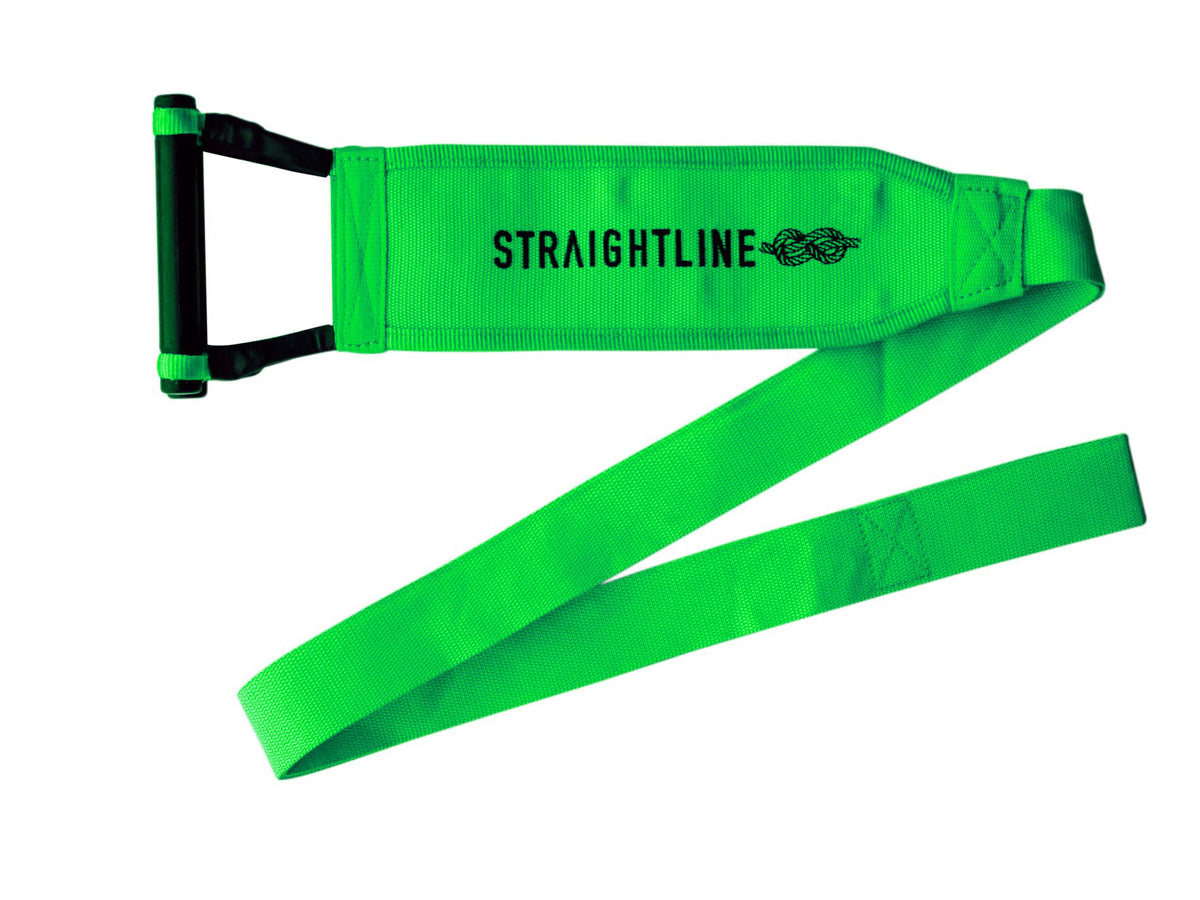 2027 Straightline Freestyle Ski Race Handle Lambo Green — full wrap webbing