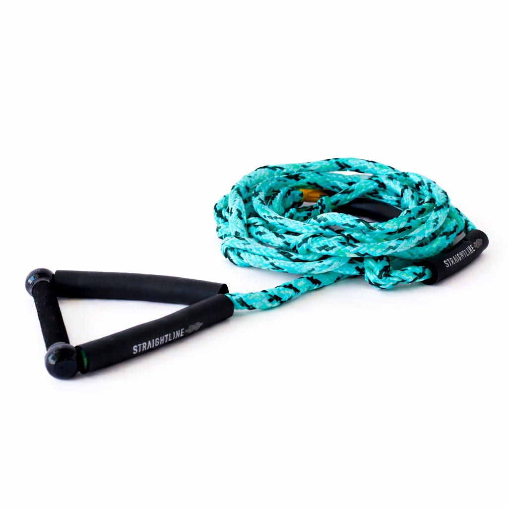 2027 Straightline Combo Wakesurf Rope Teal — suede memory foam handle and knotted line