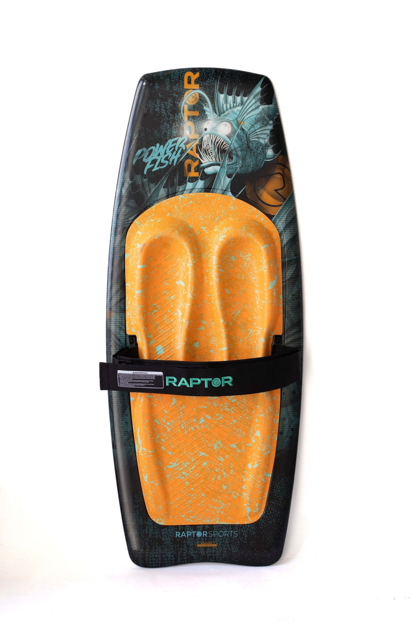 2027 Raptor Powerfish Kneeboard Orange — deck and orange kneepad