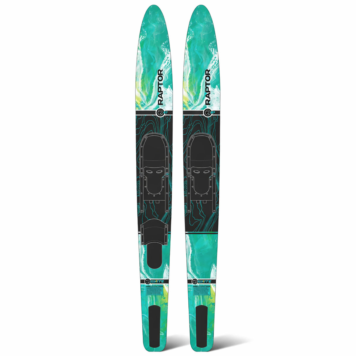 2027 Raptor Ignite Combo Water Skis Teal 67in — deck view