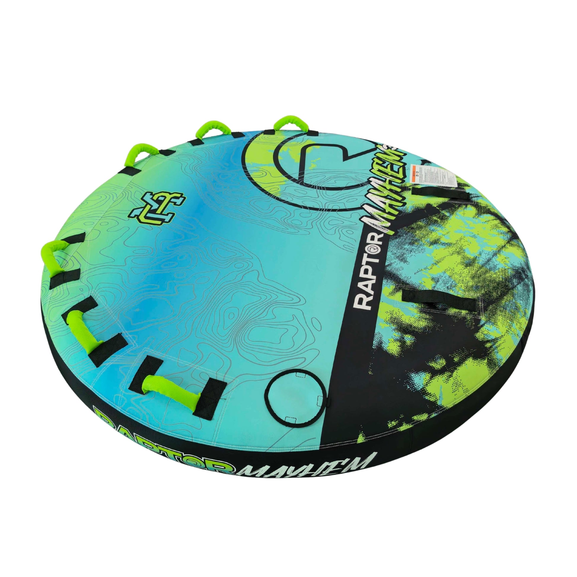 2027 Raptor Mayhem 3 Towable Tube — side profile showing the gusset
