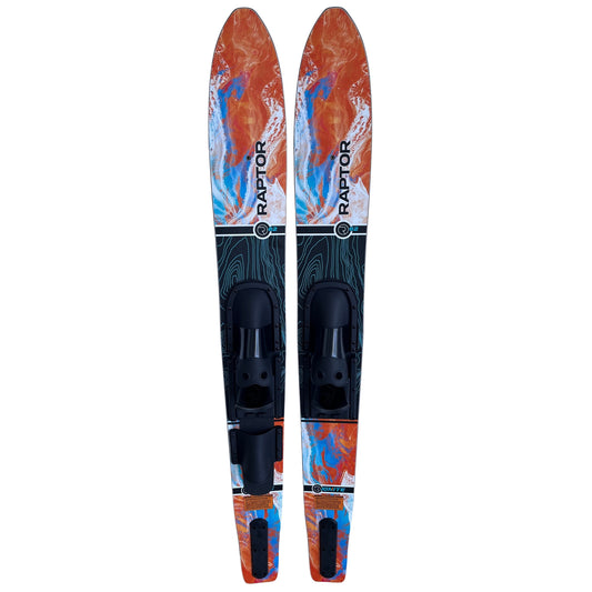 2027 Raptor Ignite Combo Water Skis Orange 62in — deck view