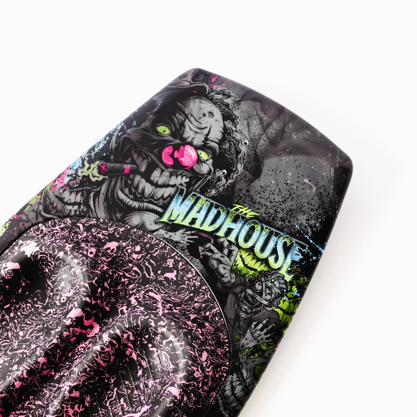 2027 Raptor Welcome To The Madhouse Kneeboard Black — deluxe strap and hook detail