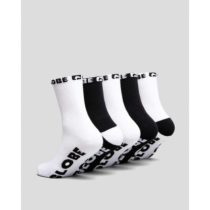 Globe Quarter Sock 5 Pack - Bakc & White