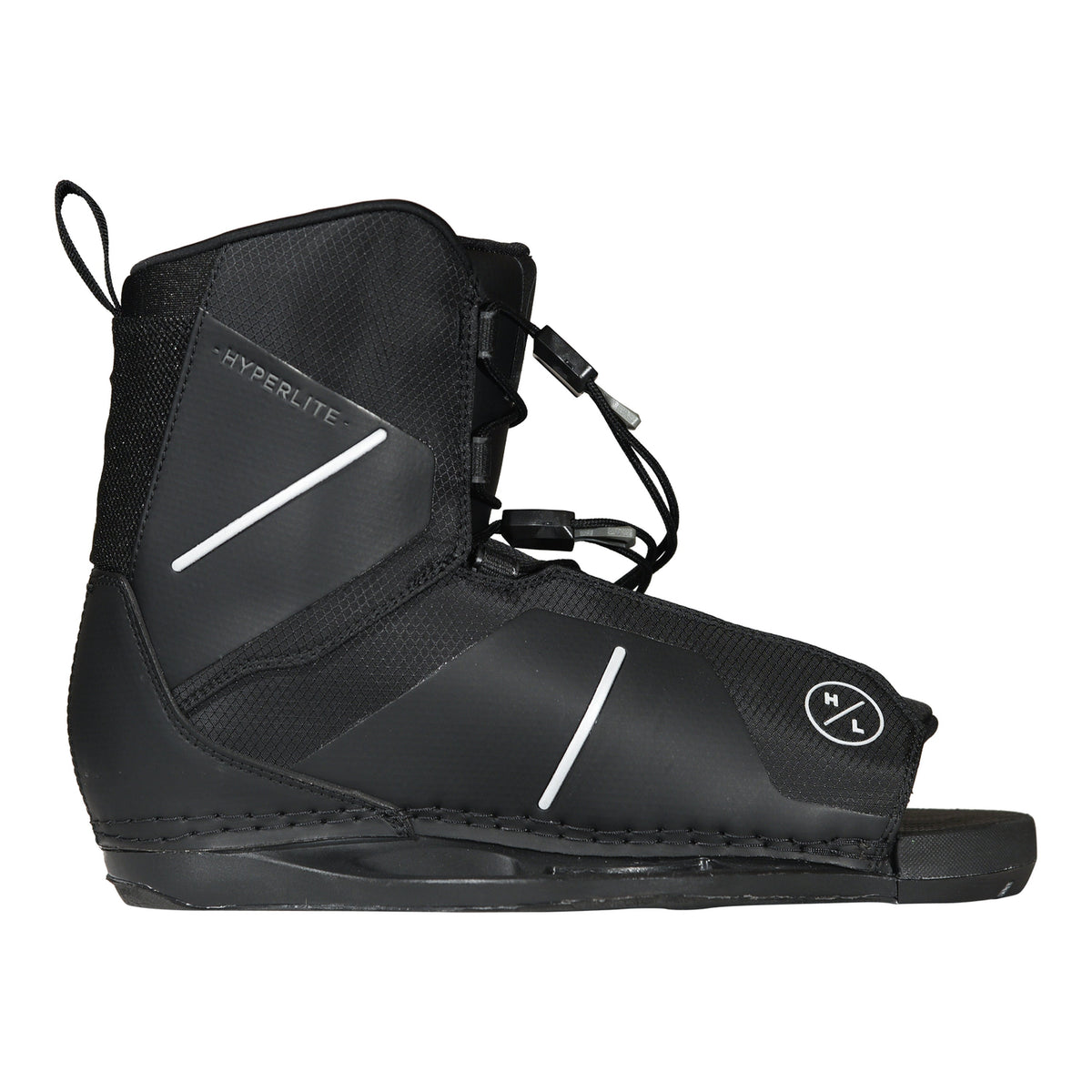 2027 Hyperlite Remix Wakeboard Boots black — outside profile showing the cuff and Low Pro baseplate