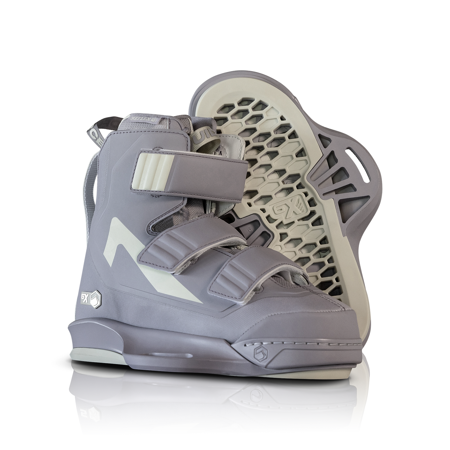2027 Liquid Force Womens Hook 6X Wakeboard Binding Lavender — pair showing Honeycomb FlexFloor and enhanced drainage