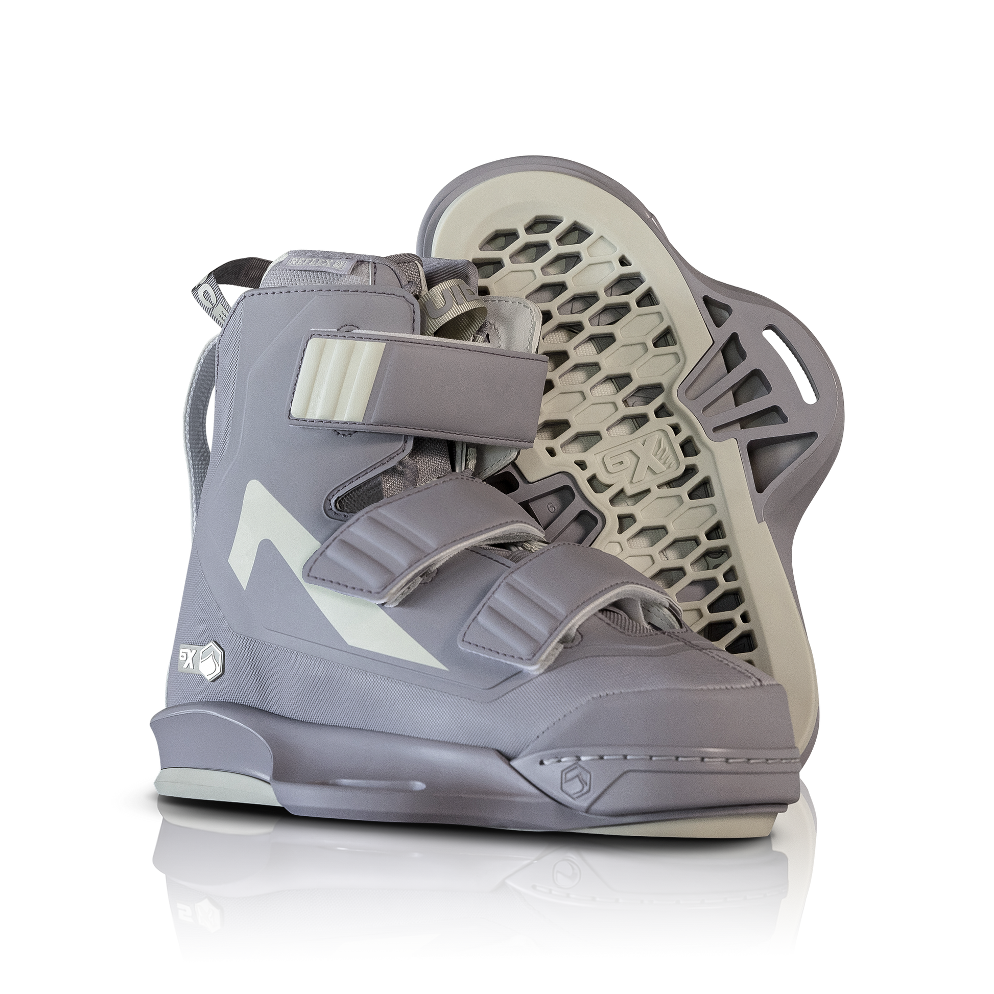 2027 Liquid Force Womens Hook 6X Wakeboard Binding Lavender — pair showing Honeycomb FlexFloor and enhanced drainage