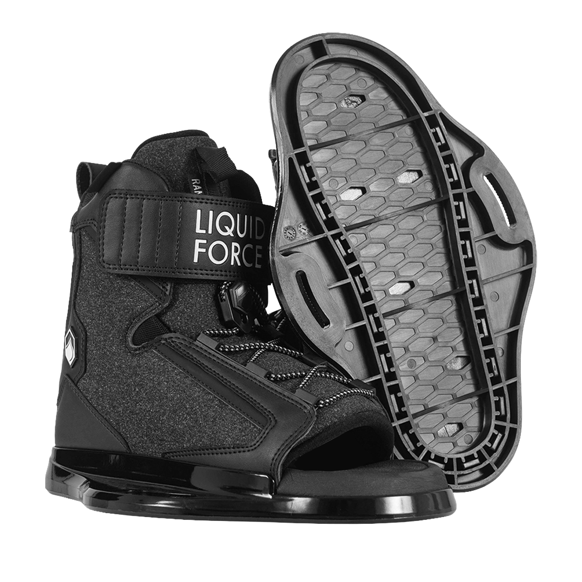 2027 Liquid Force Rant 6R Wakeboard Binding Black — pair showing 6R chassis base