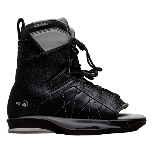 2027 Liquid Force Transit 6X Wakeboard Binding Black — side profile, open toe