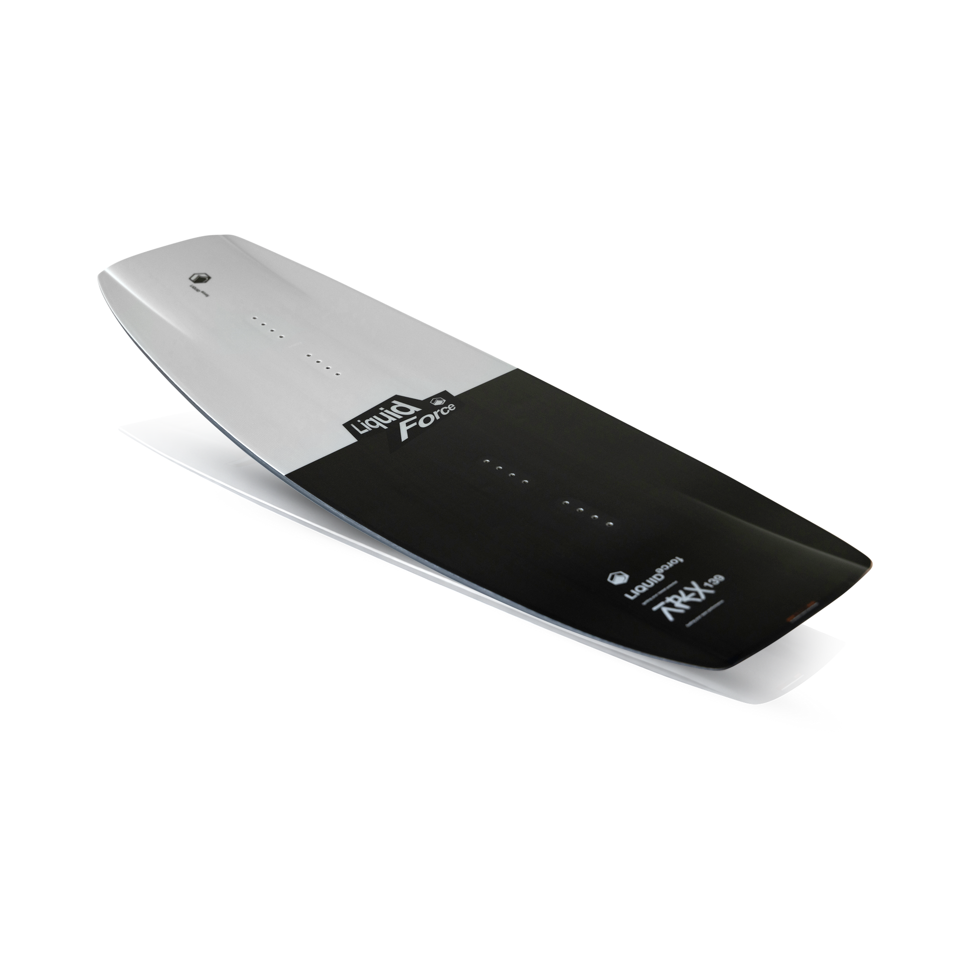 2027 Liquid Force Apex Wakeboard - angled view showing lifted catch-free rails