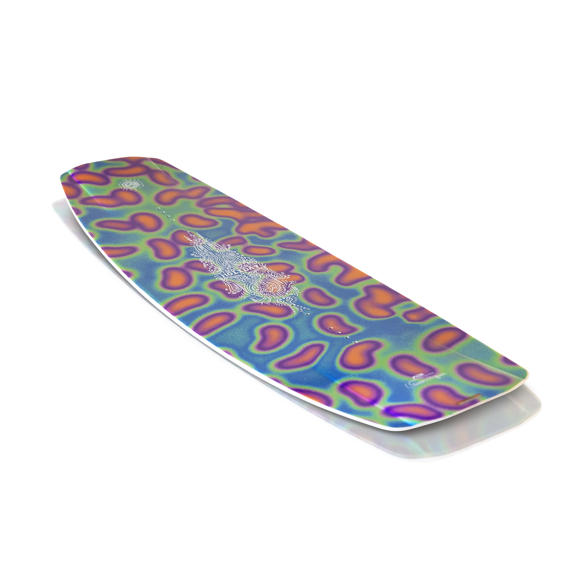 2027 Liquid Force Holiday Wakeboard - angled view showing lifted catch-free rails