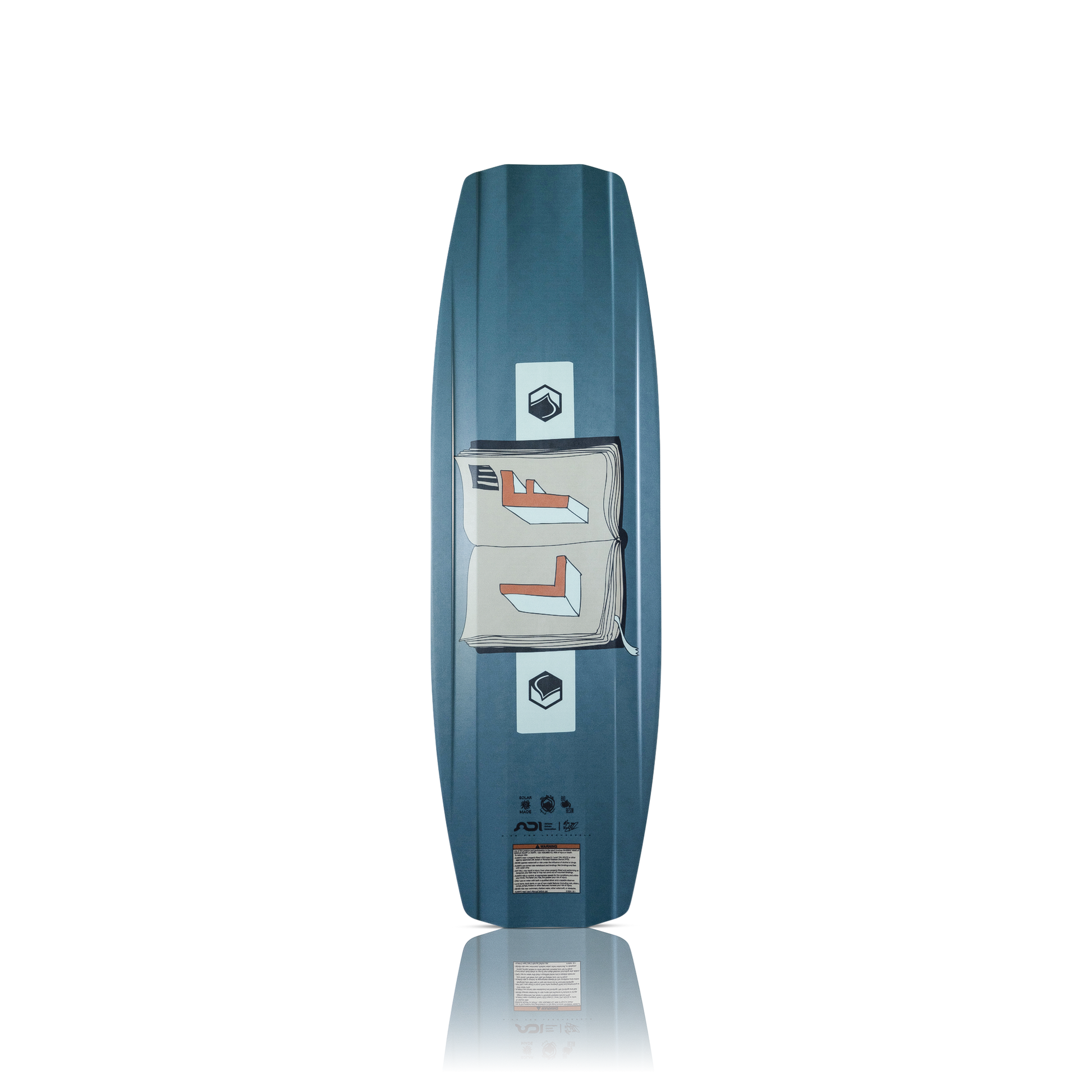2027 Liquid Force Peak Wakeboard - base showing single concave hull and finless park design