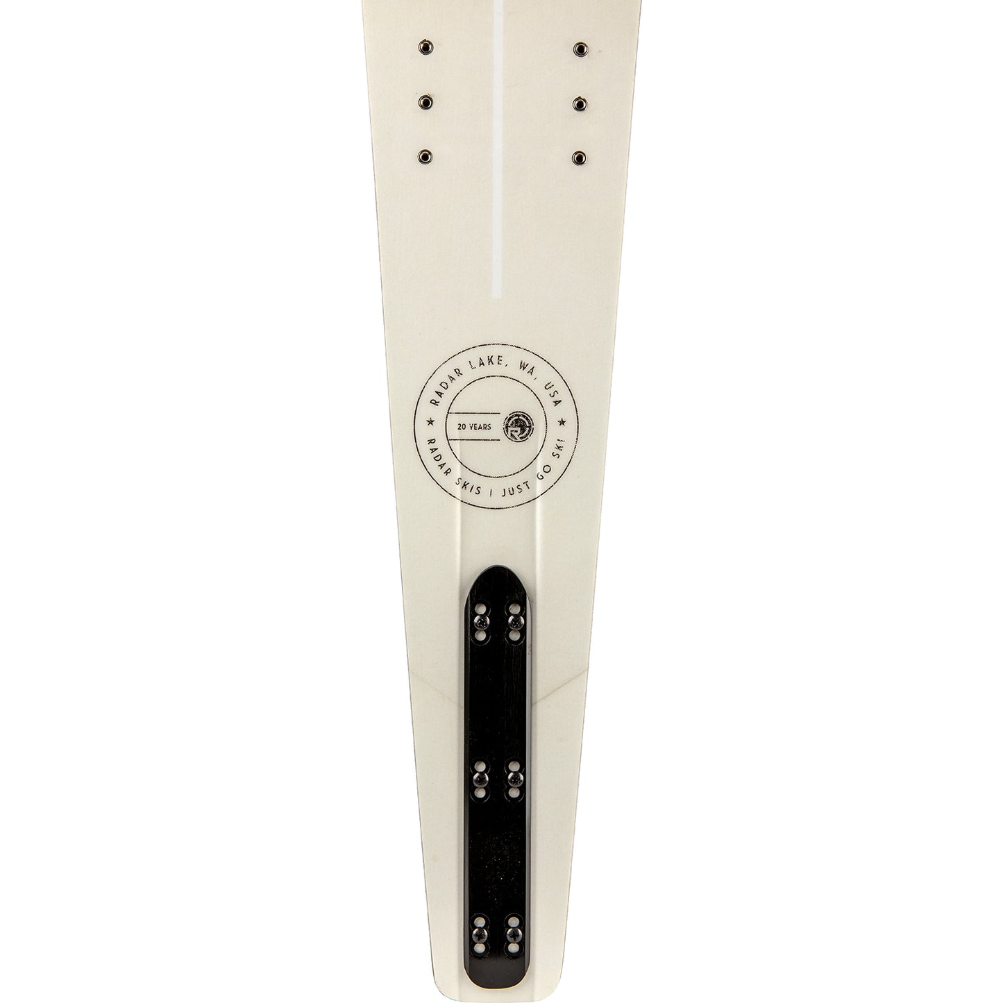 2027 Radar Lyric Alloy slalom ski — base and fin block detail